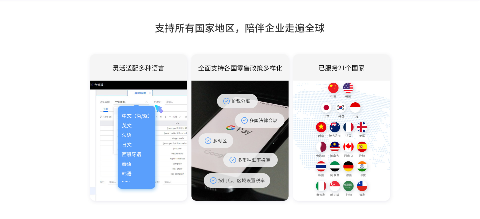 伯俊適配多種語言，支持各國零售政策